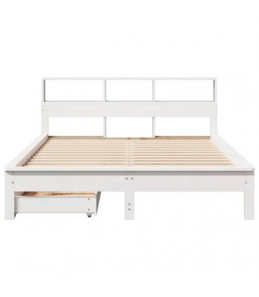 vidaXL Bookcase Bed without Mattress White 135x190 cm Solid Wood Pine