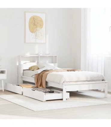 vidaXL Bookcase Bed without Mattress White 90x190 cm Solid Wood Pine