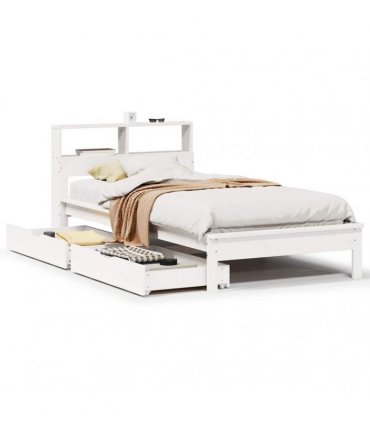 vidaXL Bookcase Bed without Mattress White 90x190 cm Solid Wood Pine