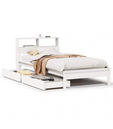 vidaXL Bookcase Bed without Mattress White 75x190 cm Solid Wood Pine