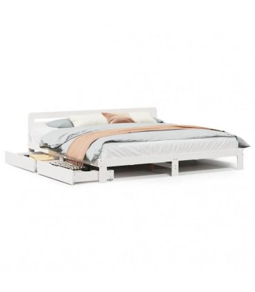 vidaXL Bed Frame without Mattress White 200x200 cm Solid Wood Pine