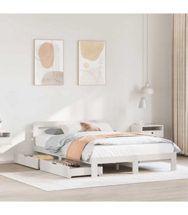 vidaXL Bed Frame without Mattress White 135x190 cm Solid Wood Pine