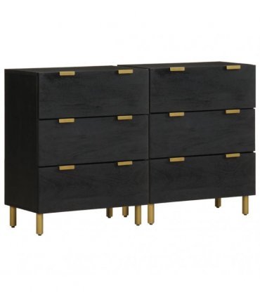 vidaXL Sideboards 2 pcs Black 60x33x75 cm Engineered Wood