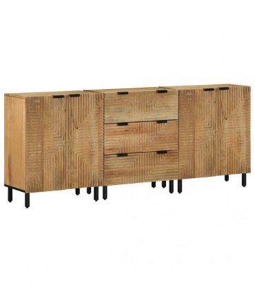 vidaXL 3 Piece Sideboards Brown 60x33x75 cm Solid Wood Mango