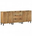 vidaXL 3 Piece Sideboards Brown 60x33x75 cm Solid Wood Mango