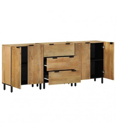 vidaXL 3 Piece Sideboards Brown 60x33x75 cm Solid Wood Mango
