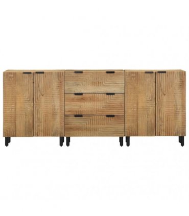 vidaXL 3 Piece Sideboards Brown 60x33x75 cm Solid Wood Mango