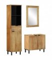vidaXL 3 Piece Bathroom Furniture Set Brown Solid Wood Mango