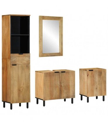 vidaXL 4 Piece Bathroom Furniture Set Brown Solid Wood Mango