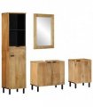 vidaXL 4 Piece Bathroom Furniture Set Brown Solid Wood Mango