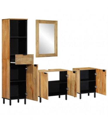 vidaXL 4 Piece Bathroom Furniture Set Brown Solid Wood Mango
