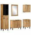 vidaXL 5 Piece Bathroom Furniture Set Brown Solid Wood Mango