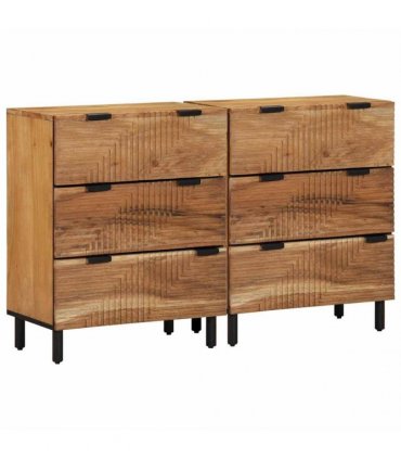 vidaXL Sideboard Set 2 pcs 120 x 33 x 75 cm Solid Acacia Wood Natural