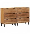 vidaXL Sideboard Set 2 pcs 120 x 33 x 75 cm Solid Acacia Wood Natural