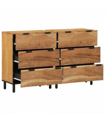 vidaXL Sideboard Set 2 pcs 120 x 33 x 75 cm Solid Acacia Wood Natural