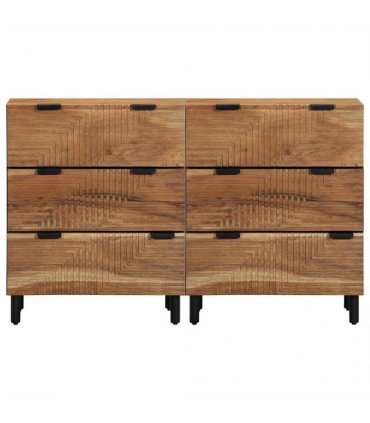 vidaXL Sideboard Set 2 pcs 120 x 33 x 75 cm Solid Acacia Wood Natural