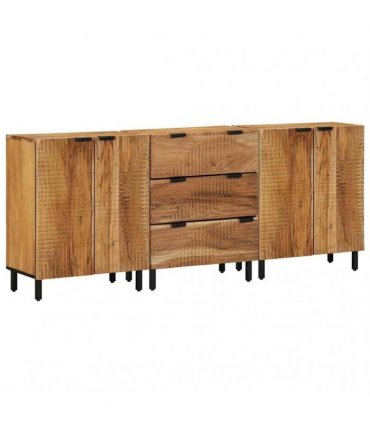 vidaXL Sideboard Set 3 pcs 180 x 33 x 75 cm Solid Acacia Wood Brown