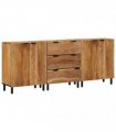 vidaXL Sideboard Set 3 pcs 180 x 33 x 75 cm Solid Acacia Wood Brown