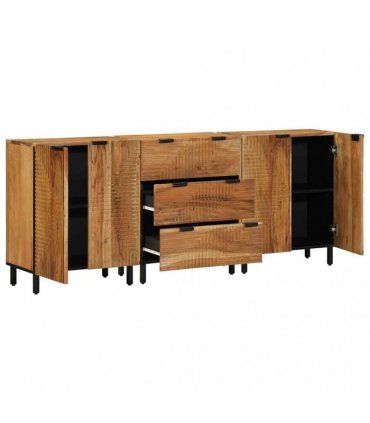vidaXL Sideboard Set 3 pcs 180 x 33 x 75 cm Solid Acacia Wood Brown