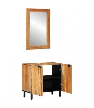 vidaXL Bathroom Cabinet Set 2 pcs Natural 62 x 33 x 58 cm