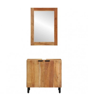 vidaXL Bathroom Cabinet Set 2 pcs Natural 62 x 33 x 58 cm
