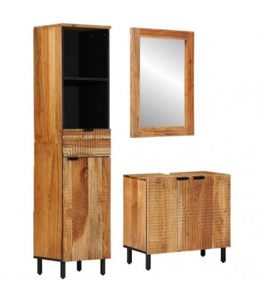 vidaXL Bathroom Cabinet Set 3 pcs Natural 38 x 33 x 160 cm
