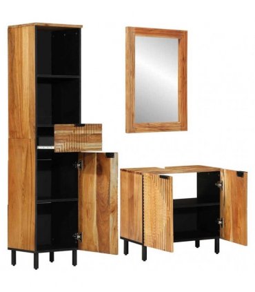 vidaXL Bathroom Cabinet Set 3 pcs Natural 38 x 33 x 160 cm
