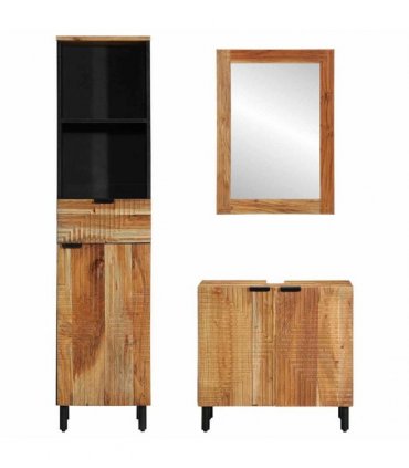 vidaXL Bathroom Cabinet Set 3 pcs Natural 38 x 33 x 160 cm