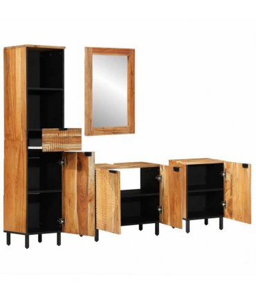 vidaXL Bathroom Cabinet Set 4 pcs Natural 38 x 33 x 160 cm