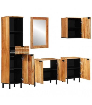 vidaXL Bathroom Cabinet Set 5 pcs Natural 38 x 33 x 160 cm
