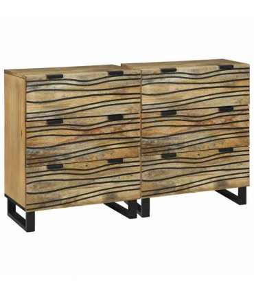 vidaXL Sideboard Set 2 pcs Natural 120 x 33 x 75 cm Solid Mango Wood