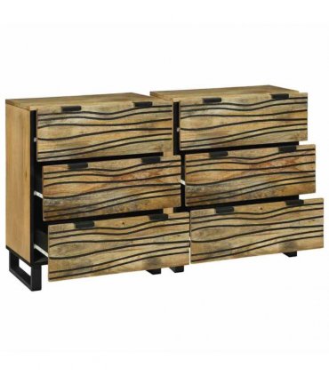 vidaXL Sideboard Set 2 pcs Natural 120 x 33 x 75 cm Solid Mango Wood