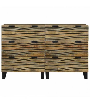 vidaXL Sideboard Set 2 pcs Natural 120 x 33 x 75 cm Solid Mango Wood