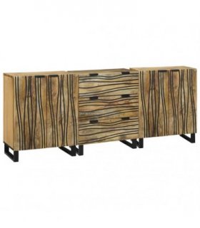 vidaXL Sideboard Set 3 pcs Natural 180 x 33 x 75 cm Solid Mango Wood