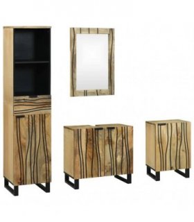 vidaXL Bathroom Furniture Set 4 pcs Natural 38 x 33 x 160 cm