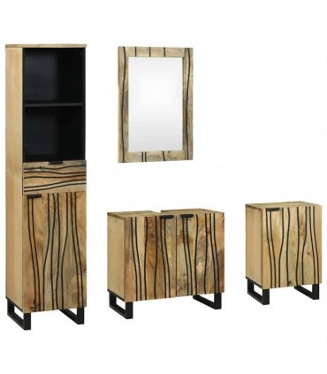 vidaXL Bathroom Furniture Set 4 pcs Natural 38 x 33 x 160 cm