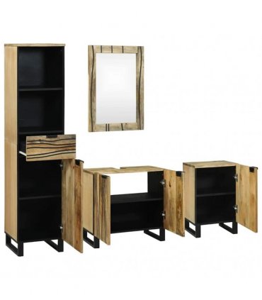 vidaXL Bathroom Furniture Set 4 pcs Natural 38 x 33 x 160 cm