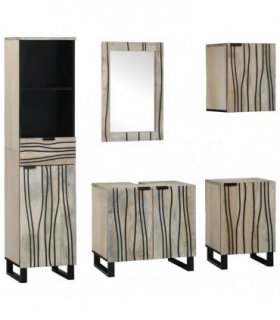 vidaXL Bathroom Furniture Set 5 pcs Walnut Brown Engineered Wood