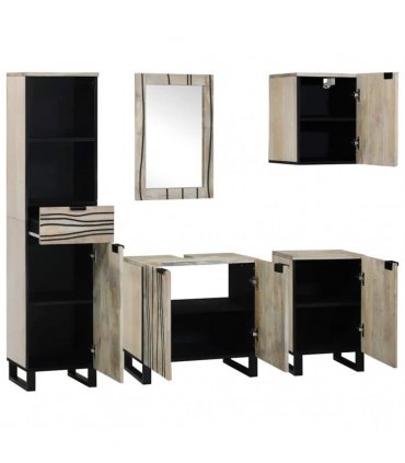 vidaXL Bathroom Furniture Set 5 pcs Walnut Brown Engineered Wood