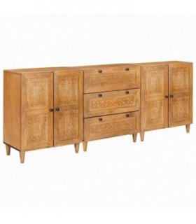 vidaXL Sideboard 3 pcs 180 x 33.5 x 75 cm Solid mango wood Brown