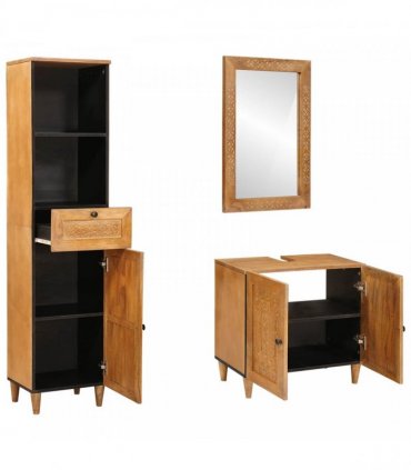 vidaXL Bathroom Furniture Set 3 pcs Brown Engineered Wood