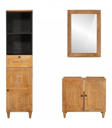 vidaXL Bathroom Furniture Set 3 pcs Brown Engineered Wood