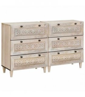 vidaXL Sideboard 2 pcs 120 x 33.5 x 75 cm Solid mango wood White