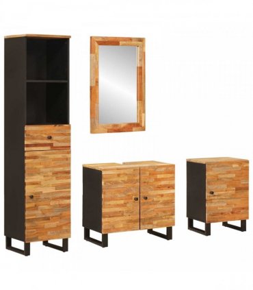 vidaXL Bathroom Sets with Drawer with Shelf Natural Solid Mango Wood