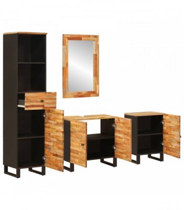 vidaXL Bathroom Sets with Drawer with Shelf Natural Solid Mango Wood