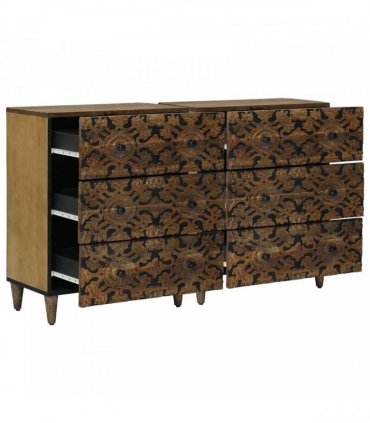 vidaXL Sideboard 2 pcs 120 x 33 x 75 cm Solid Mango Wood Brown