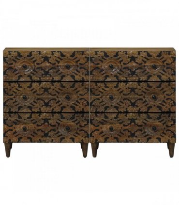 vidaXL Sideboard 2 pcs 120 x 33 x 75 cm Solid Mango Wood Brown
