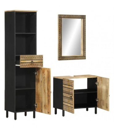 vidaXL 3 Piece Bathroom Furniture Set Solid Wood Mango