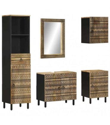 vidaXL 5 Piece Bathroom Furniture Set Solid Wood Mango