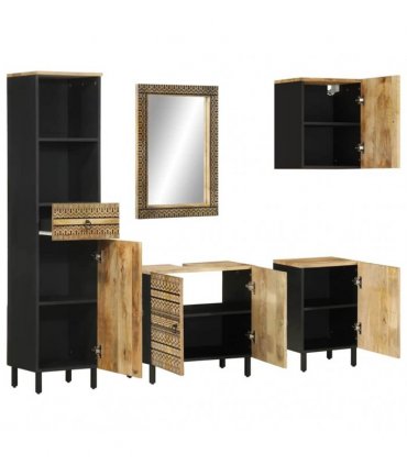 vidaXL 5 Piece Bathroom Furniture Set Solid Wood Mango